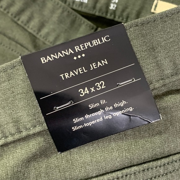 Banana Republic Travel Jean Men 34x31 Green Slim Fit Washwell Pants NEW - Picture 3 of 12